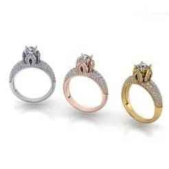 pave setting solitaire engagement jewelry ring 3D print model