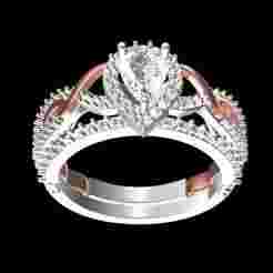 Pear Shape Halo Engagement Ring with Band for Women