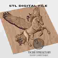 Pegasus – Majestic Winged Horse Relief – 3D STL Model for CNC Carving, Digital Download