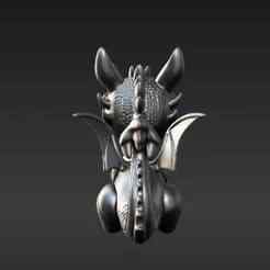 Petite Gem-Eyed Dragon Figurine STL - Adorable Fantasy Keyring Accessory with Shimmering Scales