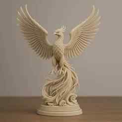 Phoenix Statue 3D Print – Mythical Fire Bird Figurine, Resin or FDM Ready Model