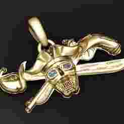 Pirate Skull Crossed Swords Pendant