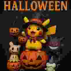 Pokémon Halloween - Diorama Statuetta da Stampare in 3D