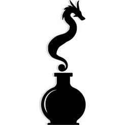 potion bottle releasing a smoke shaped like a dragon 3 - 2D/3D Wall Art STL+SVG For CNC Router, Plasma, Waterjet, Laser & 3D Printer