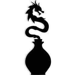 potion bottle releasing a smoke shaped like a dragon 6 - 2D/3D Wall Art STL+SVG For CNC Router, Plasma, Waterjet, Laser & 3D Printer