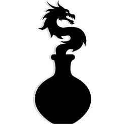 potion vial spilling smoke shaped like a dragon 3 - 2D/3D Wall Art STL+SVG For CNC Router, Plasma, Waterjet, Laser & 3D Printer