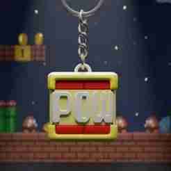 POW Block Keychain - Super Mario Bros Game Mechanic - Super Mario - Ready to Print