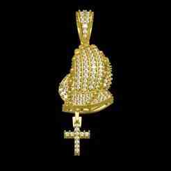 Praying Hands with Cross Diamond Pendant