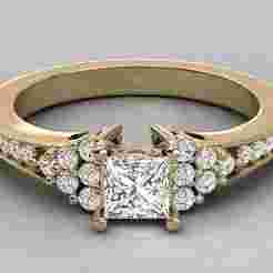 Princess Cut Solitaire Engagement Ring with Halo