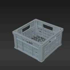 Print-in-Place Collapsible Milk Crate - Sturdy Stacking Design