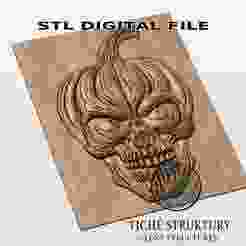 Pumpkin Skull Hybrid – Halloween Horror Relief – 3D STL Model