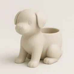 Puppy Planter STL – Cute Sitting Dog with Hollow Body for 3D Printing
