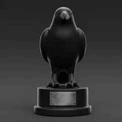 Raven Trophy STL - Gothic Halloween Award | Dark Crow Statue 3D Print