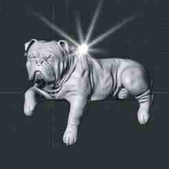 Realistic Bulldog Resting on Pedestal 3D STL Model