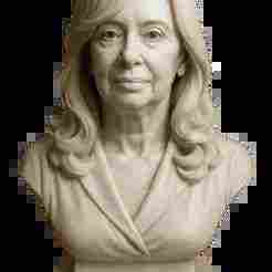 Realistic bust of Cristina Fernandez - Marble style sculpture for 3D printing