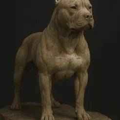 Realistic Pit Bull Stone Statue