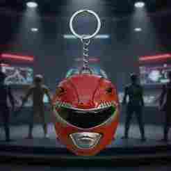 Red Ranger Helmet Keychain - Mighty Morphin Tyrannosaurus Power - Power Rangers - Ready to Print