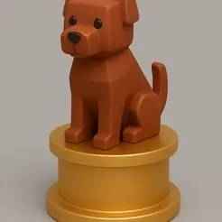 Reddish-Brown Dog Trophy – 3D Golden Pedestal Award