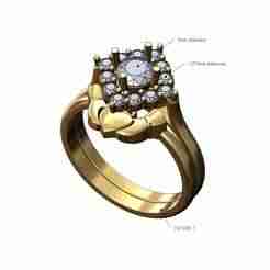 Rhombus diamond cluster Claddagh guard ring US size 7 3D print model