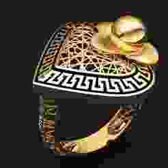 ring with a geometric heart-shaped design yüzük