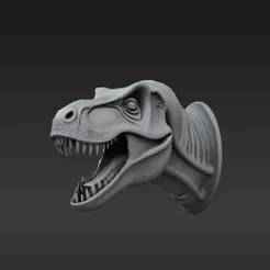 Roaring T-Rex Head - Support-Free Wall Mount Trophy