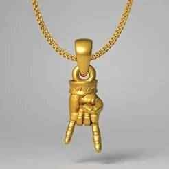 Rock On Hand Pendant STL 3D Model for 3D Printing – One Inch Pendant