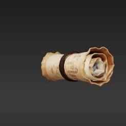 Rolled Ancient Pathway Map Keyring - Vintage Magical Parchment Scroll Charm STL