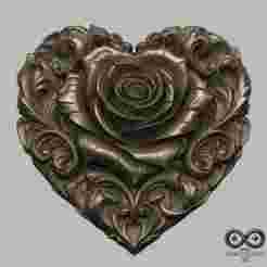 Romantic Heart of Roses Relief No2 STL file for 3d print or CNC