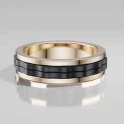 Rotating Dual-Tone Wedding Band Set – Printable 3D Model