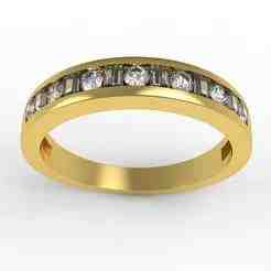 Round and Baguette Diamond Channel Setting Half Eternity Band