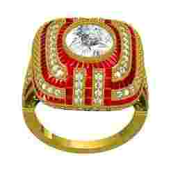 Round Bezel Set Cushion Dome Engagement Ring