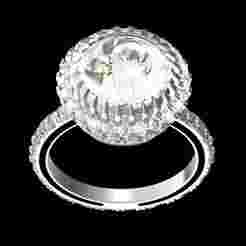 Round Diamond Halo Micro Pave Set Vintage Engagement Ring