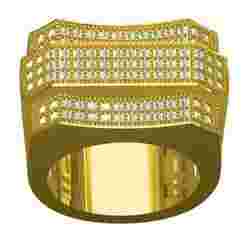 Round Diamond Three Row Pave Setting Wedding Ring for Men
