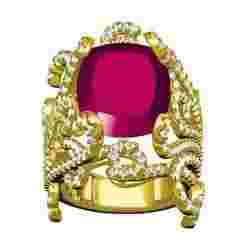 Ruby Cushion Stone Floral Cocktail Ring