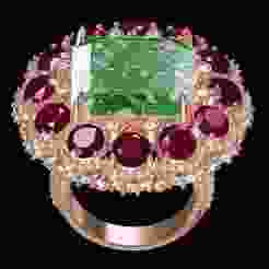 Ruby Diamond Flower Womens Ring
