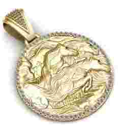 Running Horses Medallion Pendant 3D Printable Model