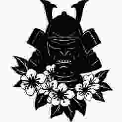 samurai helmet with cherry blossoms around the crest 1 - 2D/3D Wall Art STL+SVG For CNC Router, Plasma, Waterjet, Laser & 3D Printer