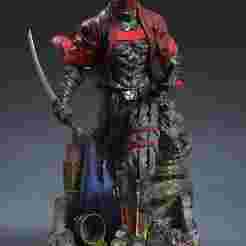 Samurai Red Hood Resin Scale Statue