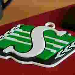 Saskatchewan Roughriders keychain badge color printable and renderable