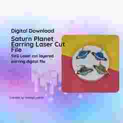 Saturn Planet Space Earring Laser Cut File- SVG FILE
