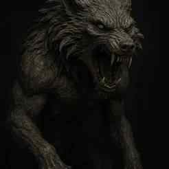 Scary Wolf Sculpture – Dark & Menacing Artwork