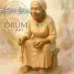 Seated Preta-Velha with rosary and pipe - 3D printable STL sculpture