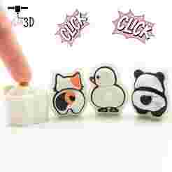 Set Of Cute Animal Booty Keycap Fidget Clicker Keychain - Cute Backpack Keychain