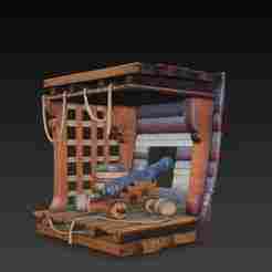 Ship Cannon Room Diorama – Nautical Scene Model