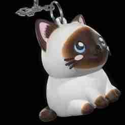 Siamese Cat Keychain Ready to Print Kawaii Style Japanese Anime 3D print model