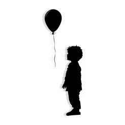silhouette of a child holding a balloon in fog 3 - 2D/3D Wall Art STL+SVG For CNC Router, Plasma, Waterjet, Laser & 3D Printer