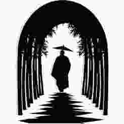 silhouette of a monk walking under bamboo arches 2 - 2D/3D Wall Art STL+SVG For CNC Router, Plasma, Waterjet, Laser & 3D Printer