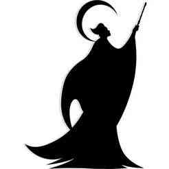 silhouette of a sorceress with a crescent halo and raised wand 10 - 2D/3D Wall Art STL+SVG For CNC Router, Plasma, Waterjet, Laser & 3D Printer