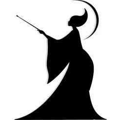 silhouette of a sorceress with a crescent halo and raised wand 4 - 2D/3D Wall Art STL+SVG For CNC Router, Plasma, Waterjet, Laser & 3D Printer