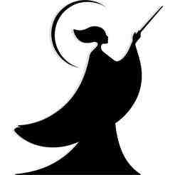 silhouette of a sorceress with a crescent halo and raised wand 6 - 2D/3D Wall Art STL+SVG For CNC Router, Plasma, Waterjet, Laser & 3D Printer